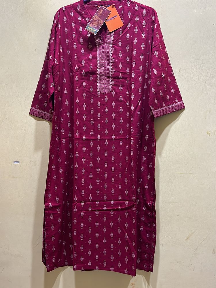 Rangriti Printed Straight Kurta & Pant Set Size L