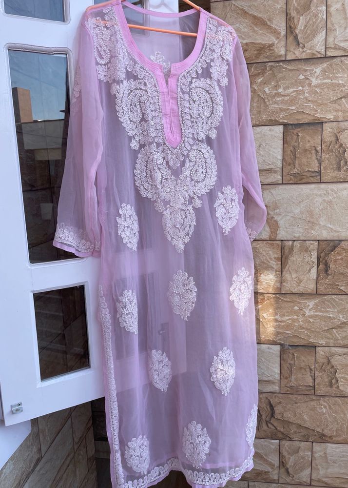 Pink Chikankari Kurti