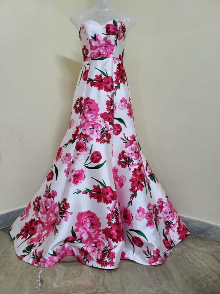 Beautiful Flower Print Mermaid Gown