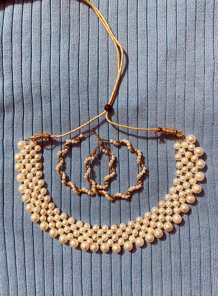 Pearl Necklace With Earrings