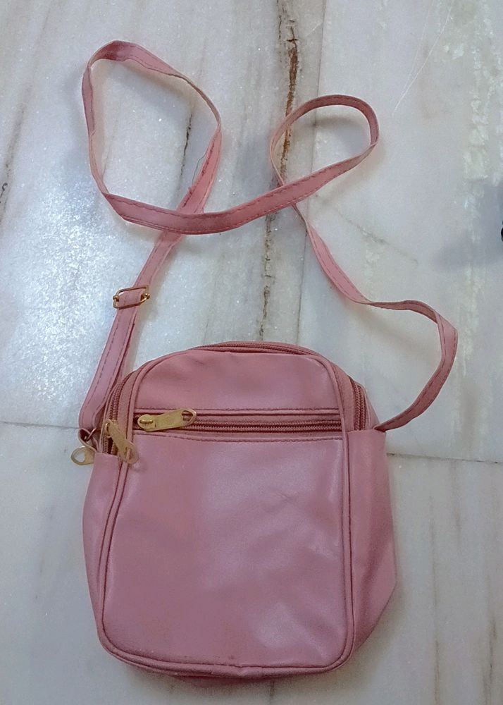 Pink Small 4 Section Sling Bag