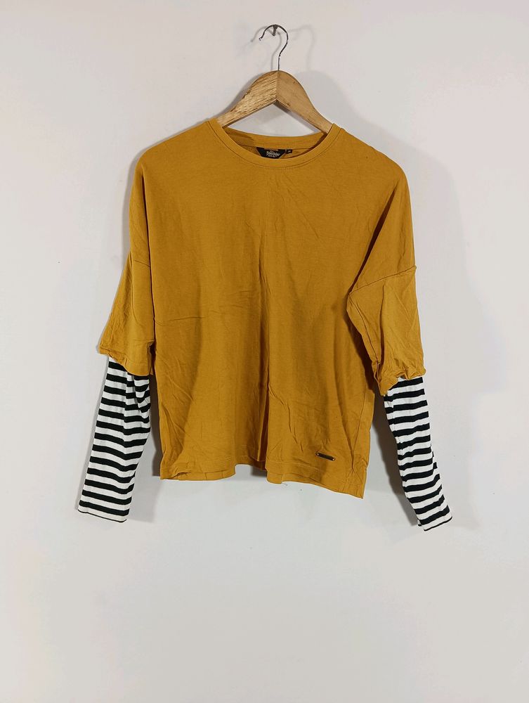 Mustard Yellow Plain Casual Top (Women)