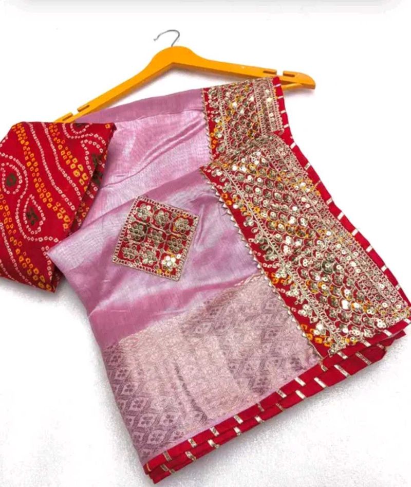 New Cotton Silk With Bandhani Blouse Piece