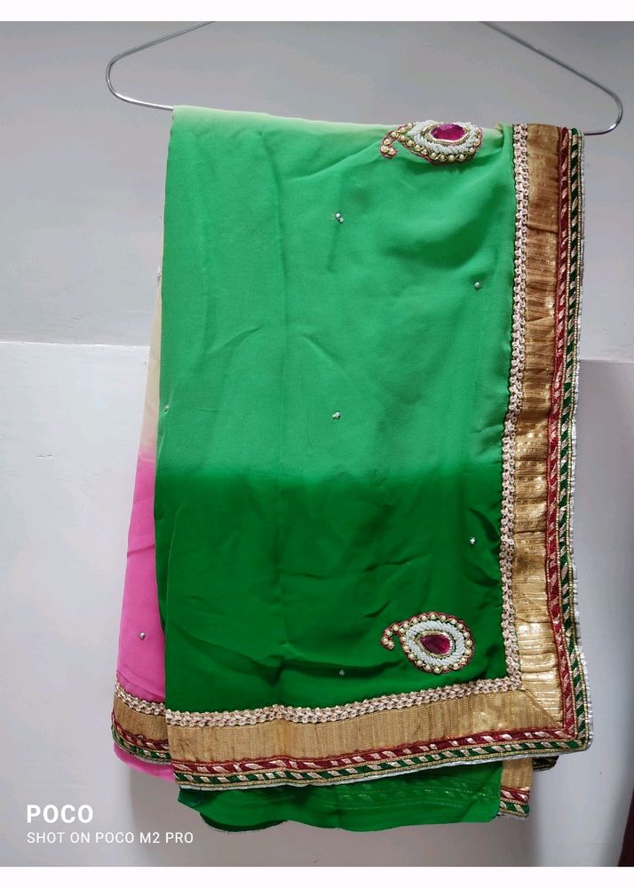 Heavy Border Beautiful Multicolour Saree