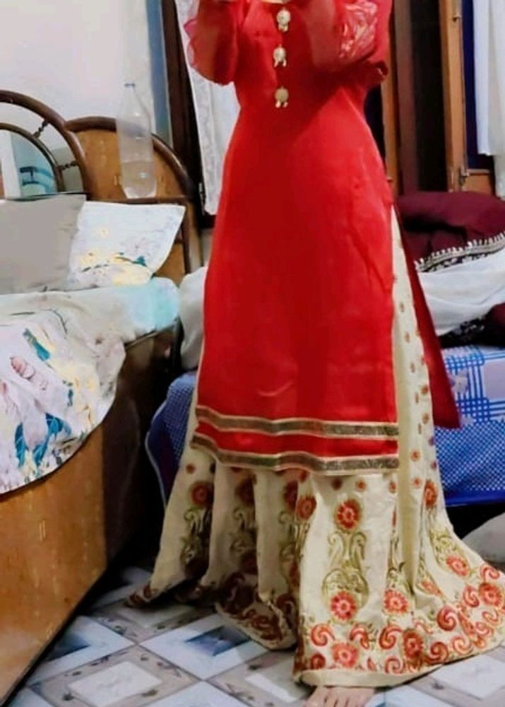 Beautiful Red Sharara Suit.. No Dupatta