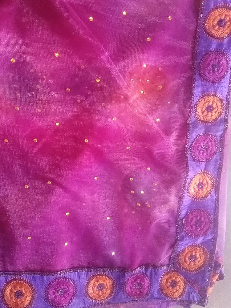 Beutiful Purple Net Saree 💟