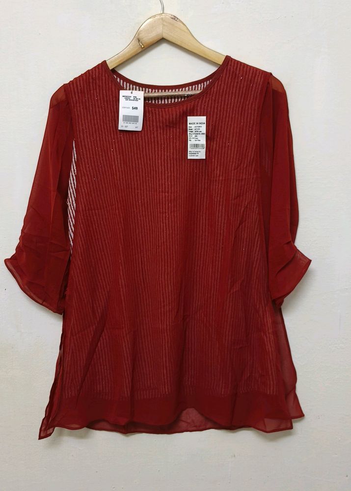 Trendy New Shinny Red Top For Women