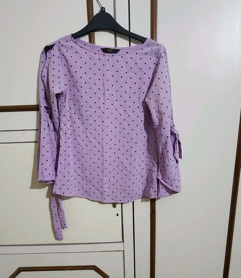 Zink London Lavender Polka Dots Top