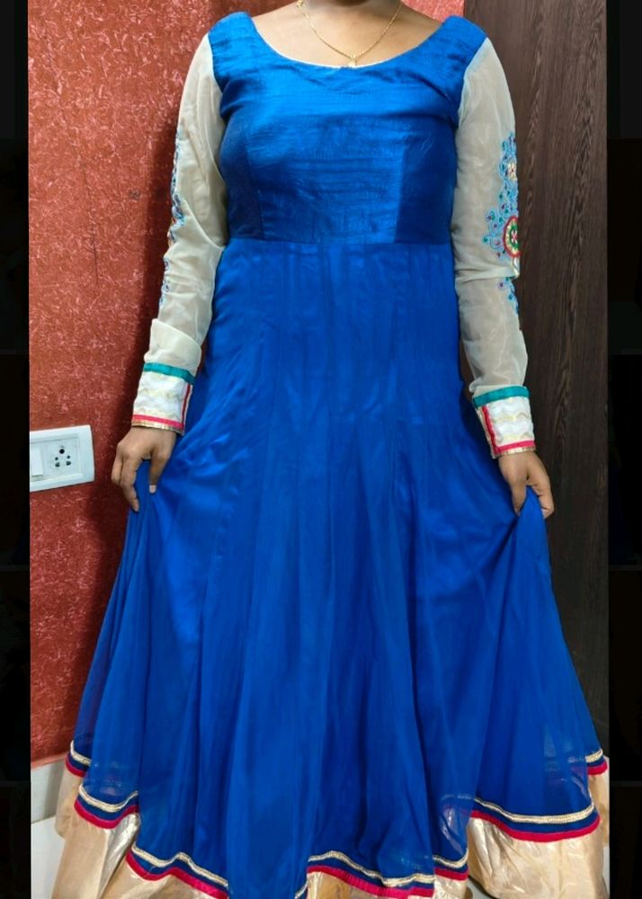 Beautiful Ethnic Anarkali With Netted Sleeves