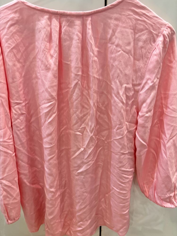 Beautiful Pink Pleated Cotton Top