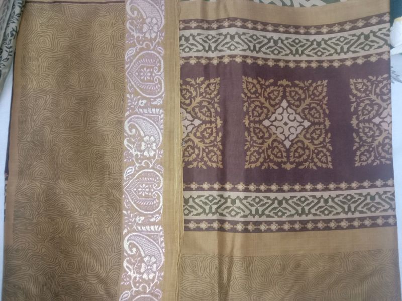 Vintage Pure Silk Threadwork Border Saaree