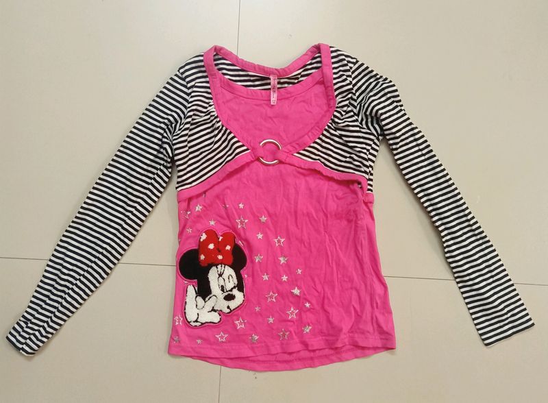 Minnie Mouse Pink And Black T-shirt For Girls