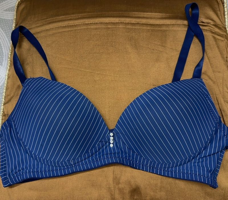 Strap Print Navy Blue Bra