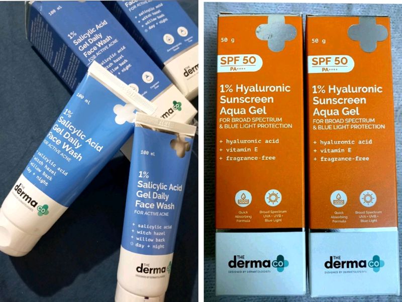 Pack Of 4 ❤️ Derma Co Sunscreen And Facewash 😍