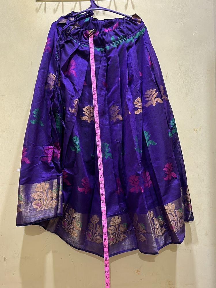 Violet & Gold Colour Festive Ware Half-Saree