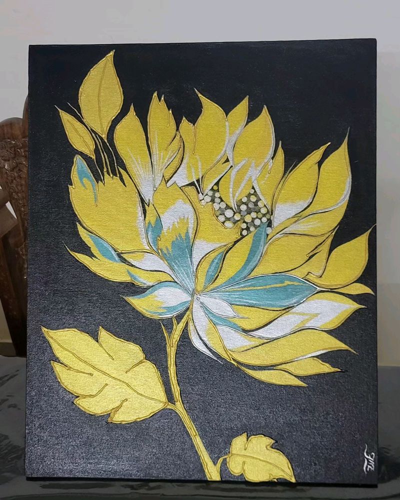 Golden bloom Acrylic Canvas Painting