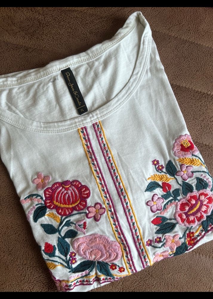 White Embroidered Top