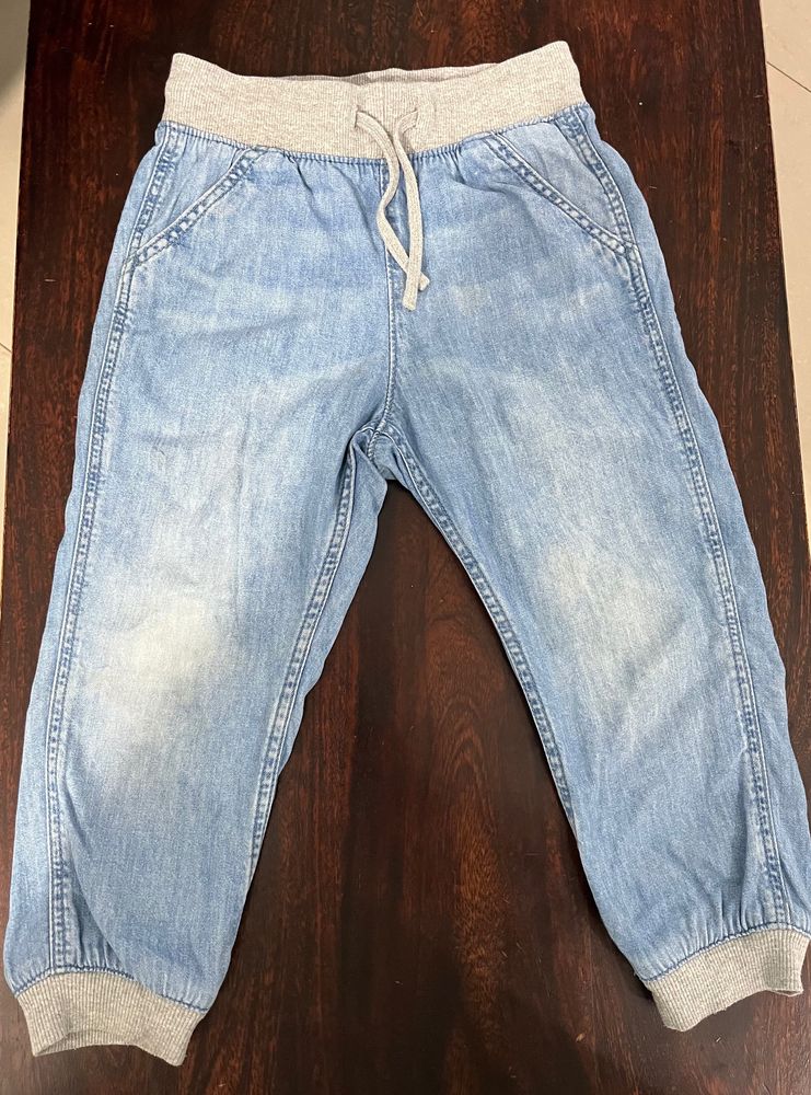 HnM Boys Jeans Joggers 3-4 Years Color Blue Washed