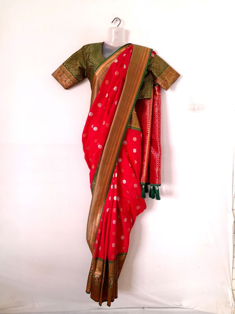 Red Ready To Wear Saree (Women's)