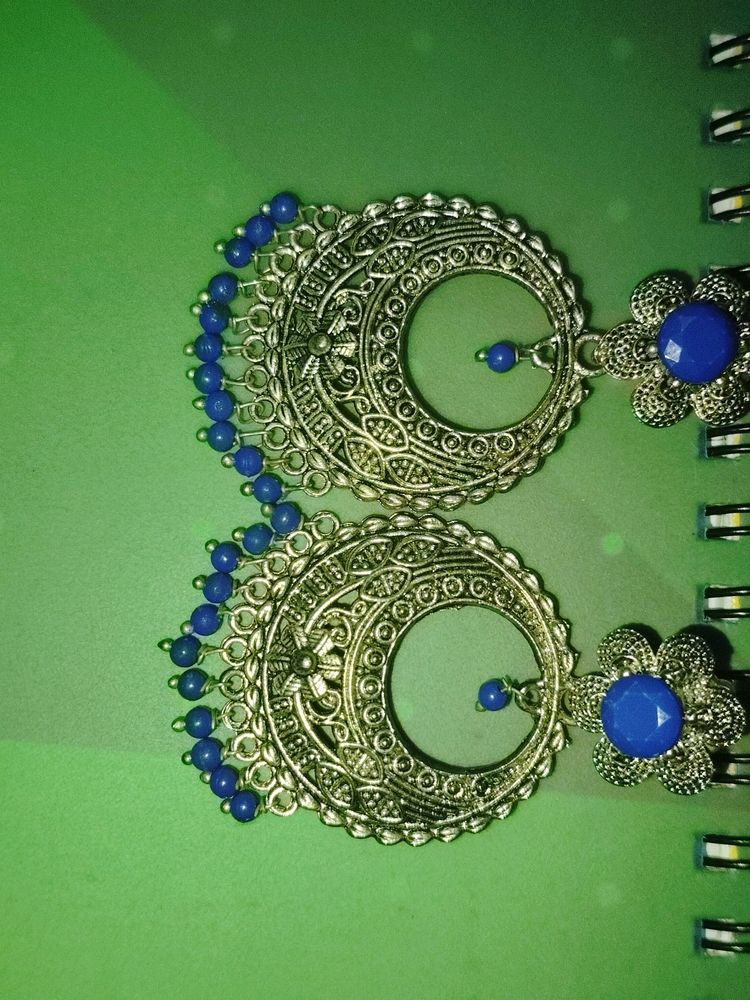 blue and silver earrings
