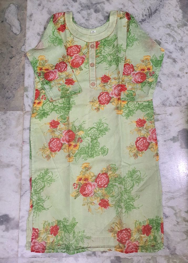 Beautiful Kota Doria Kurti With Cotton Laining