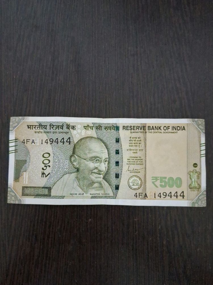 4FA 149444; Rupees 500 Rare Bank Note