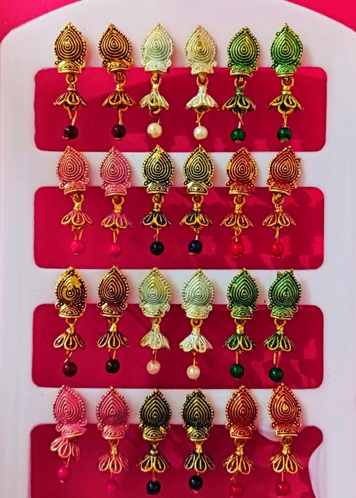 Earrings Set Of 12 Pairs In 6 different Colours