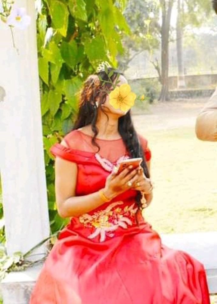 Tomato Red Satin Pre Wedding Shoot Gown