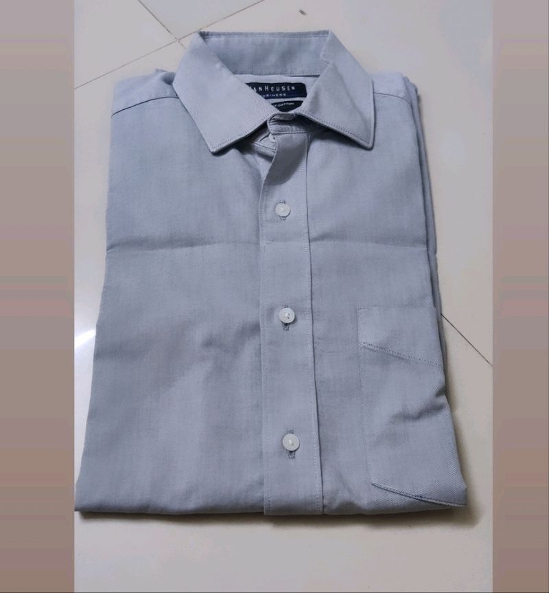 Van Heusen Grey Cotton Full Sleeves Shirt