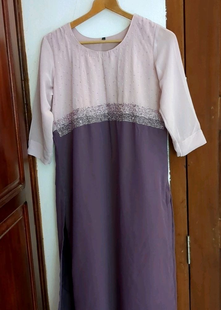 Lavender Bead Work Kurthi