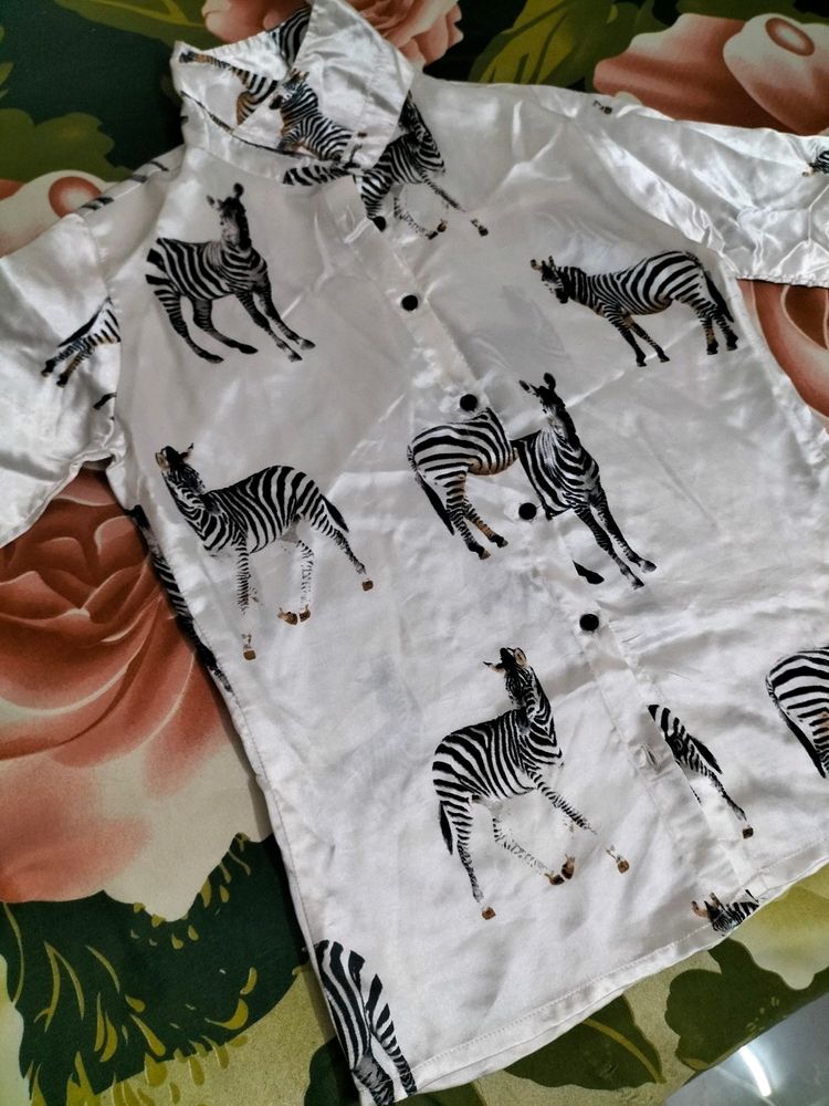 Zebra Print Satin Shirt