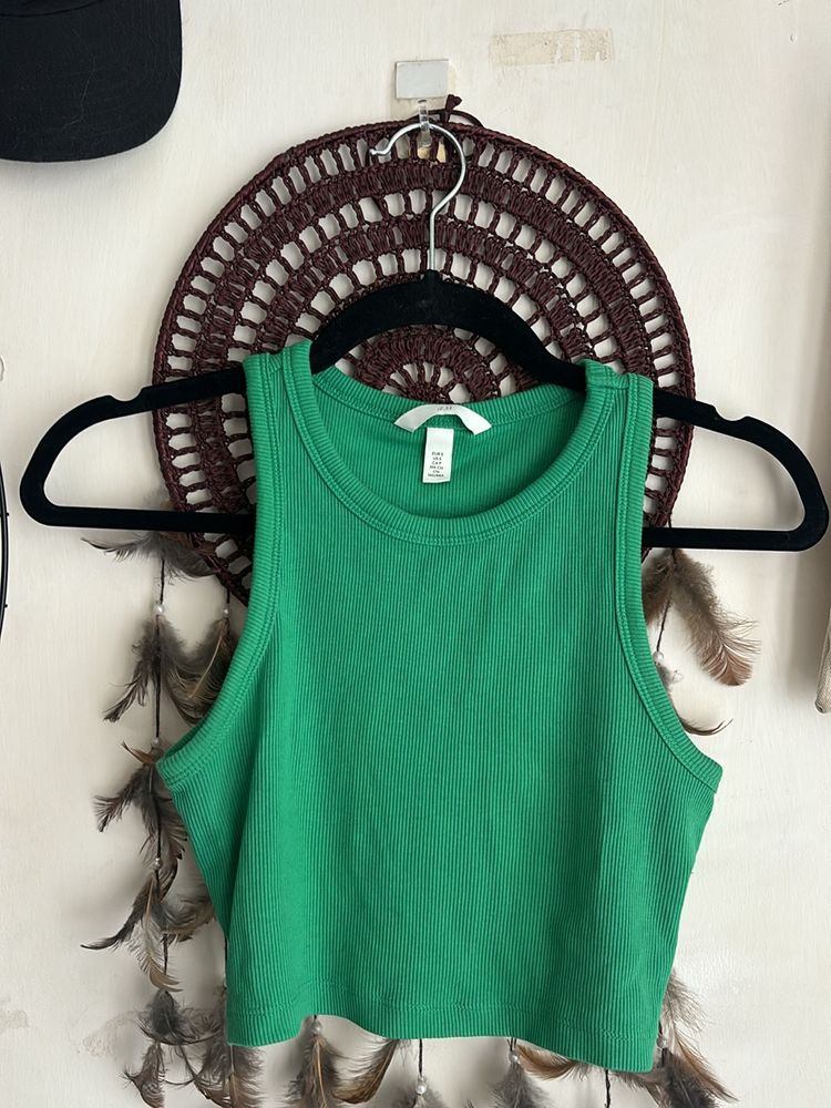 Green Tank Top And Purple Cut-out One