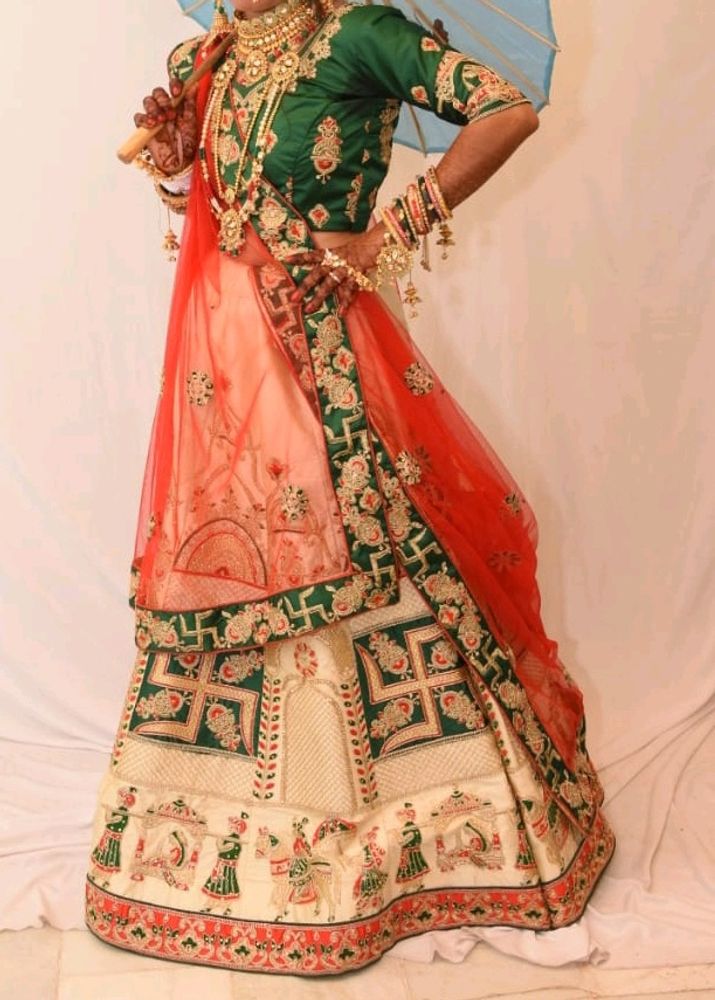 Embroidery Georgette White Wedding Lehenga Choli..