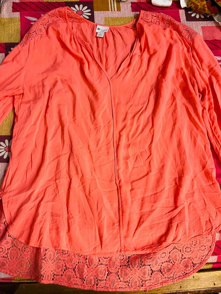 Coral Colour Long Top