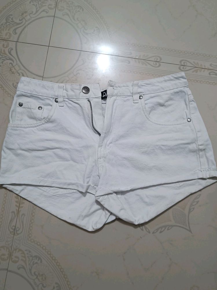 White Denim Short