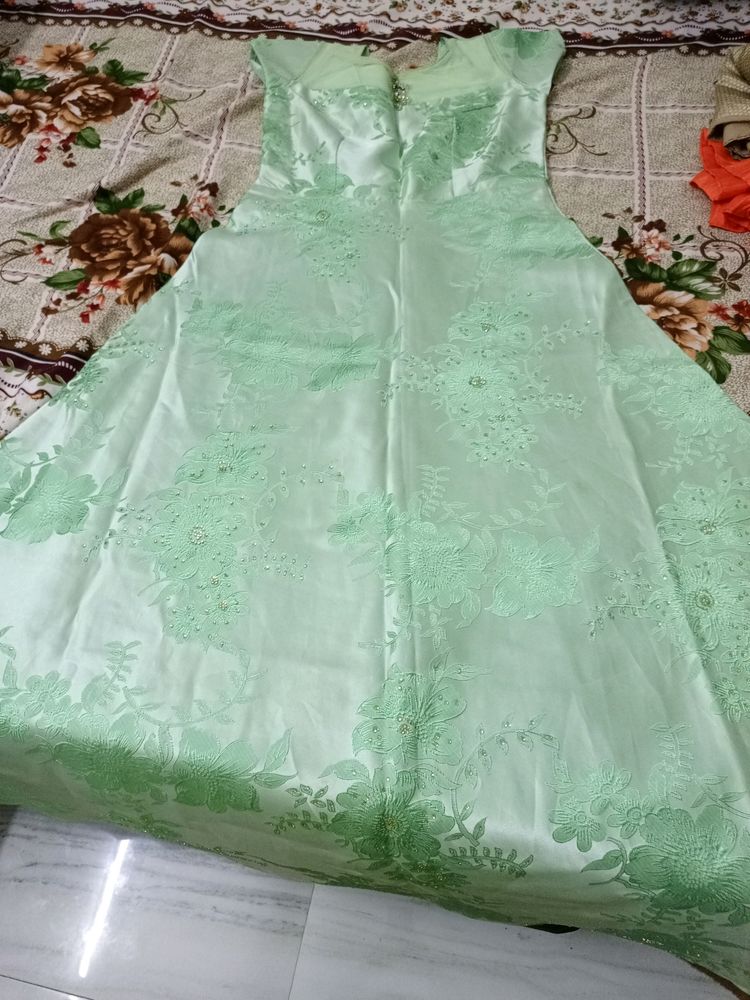 Pista Green Colour Gown