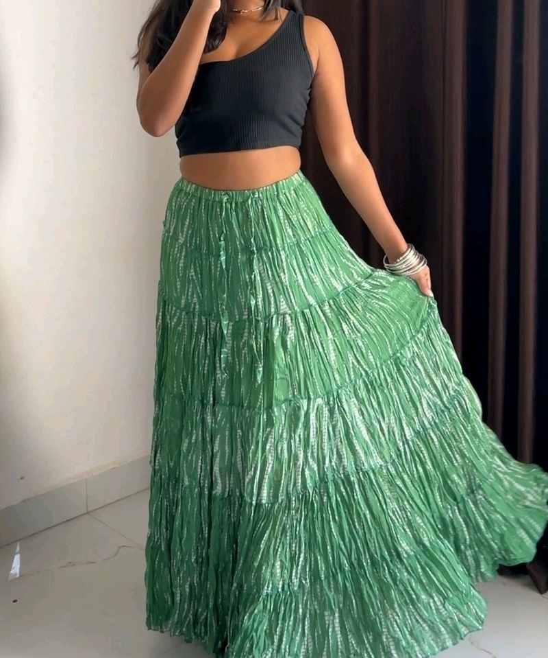 Pinteresty Green tie-dye Skirt