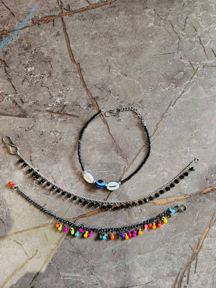 Combo Of Tow Anklets And 1 Bracelet