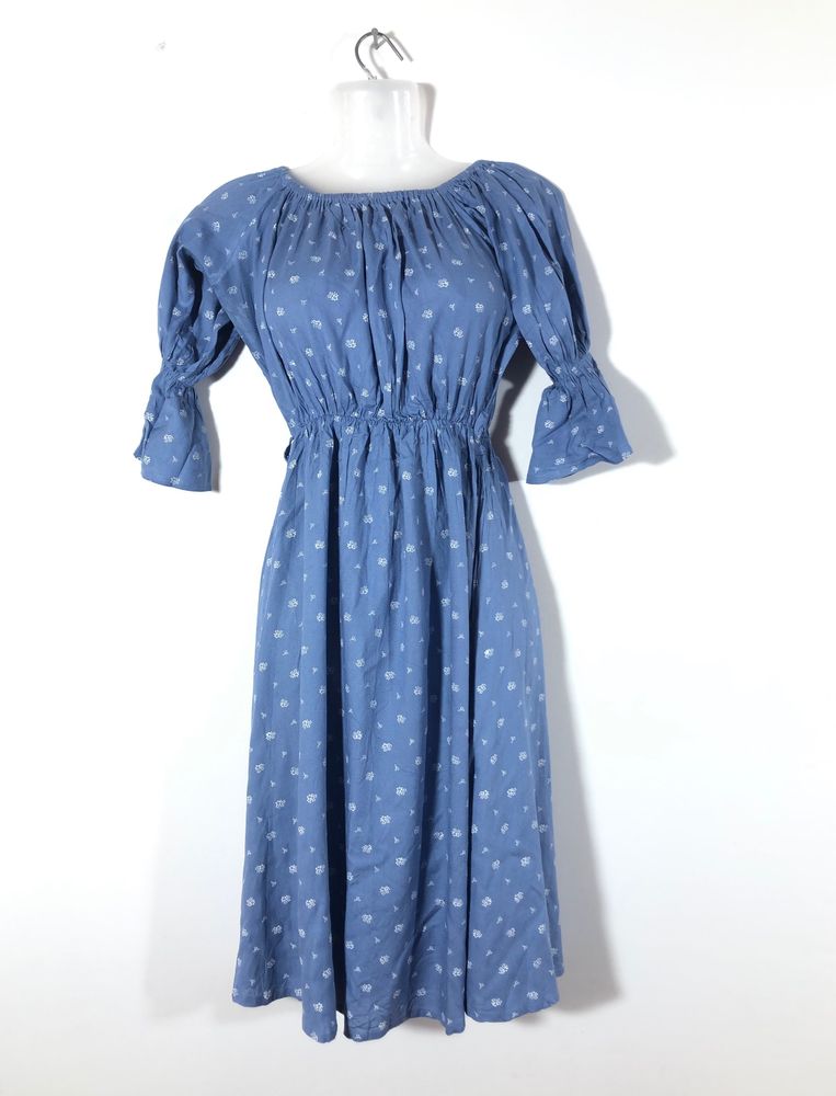 Blue Off Shoulder Floral Printed Dresses(Women’s)