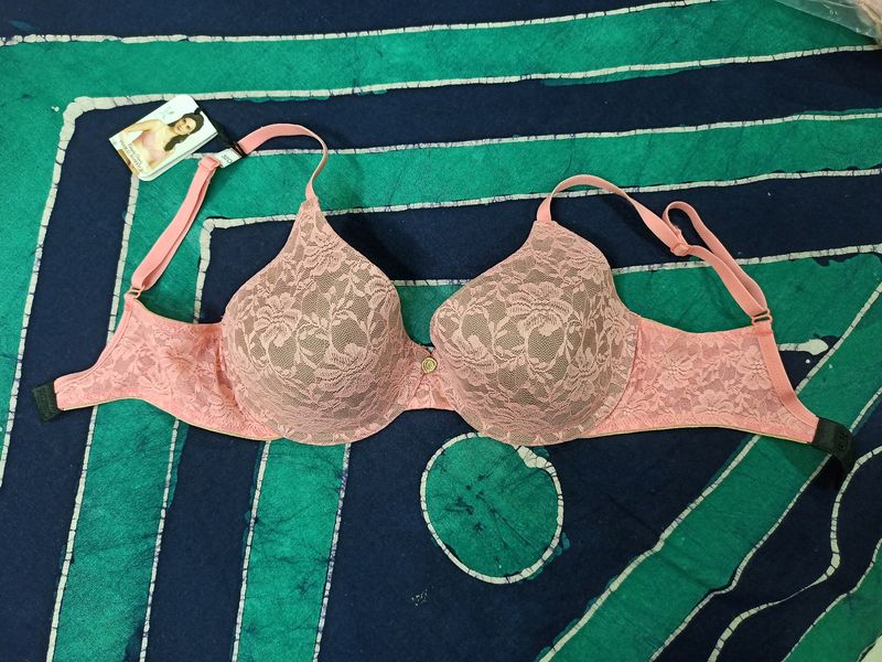 Brand New Amante Padded Pink Color Bra With Lace Work