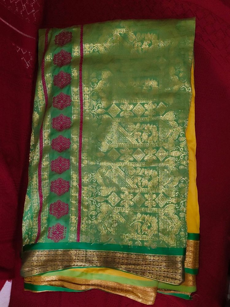 Shalu And Green Palu With Blouse