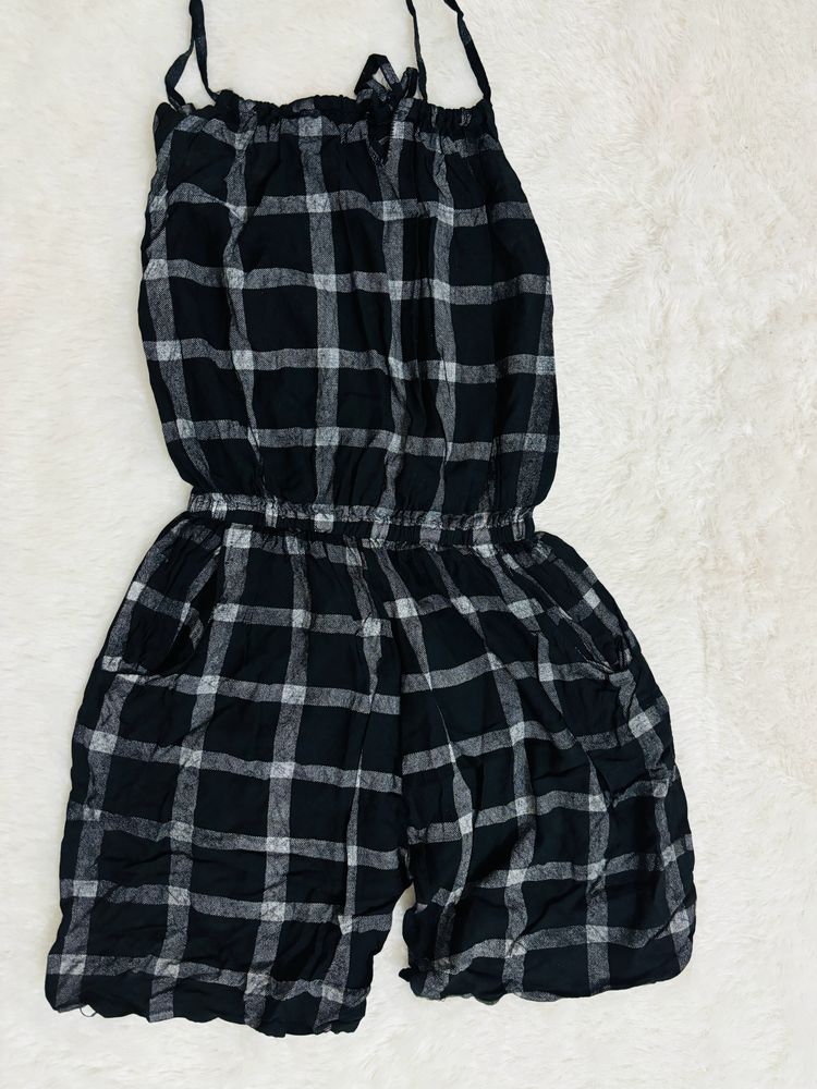 Black Checks Jumpsuit