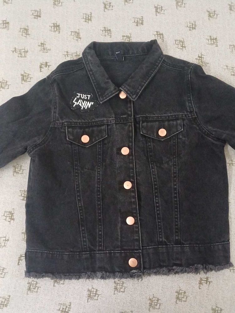 Women's Black Coloured Denim Jacket