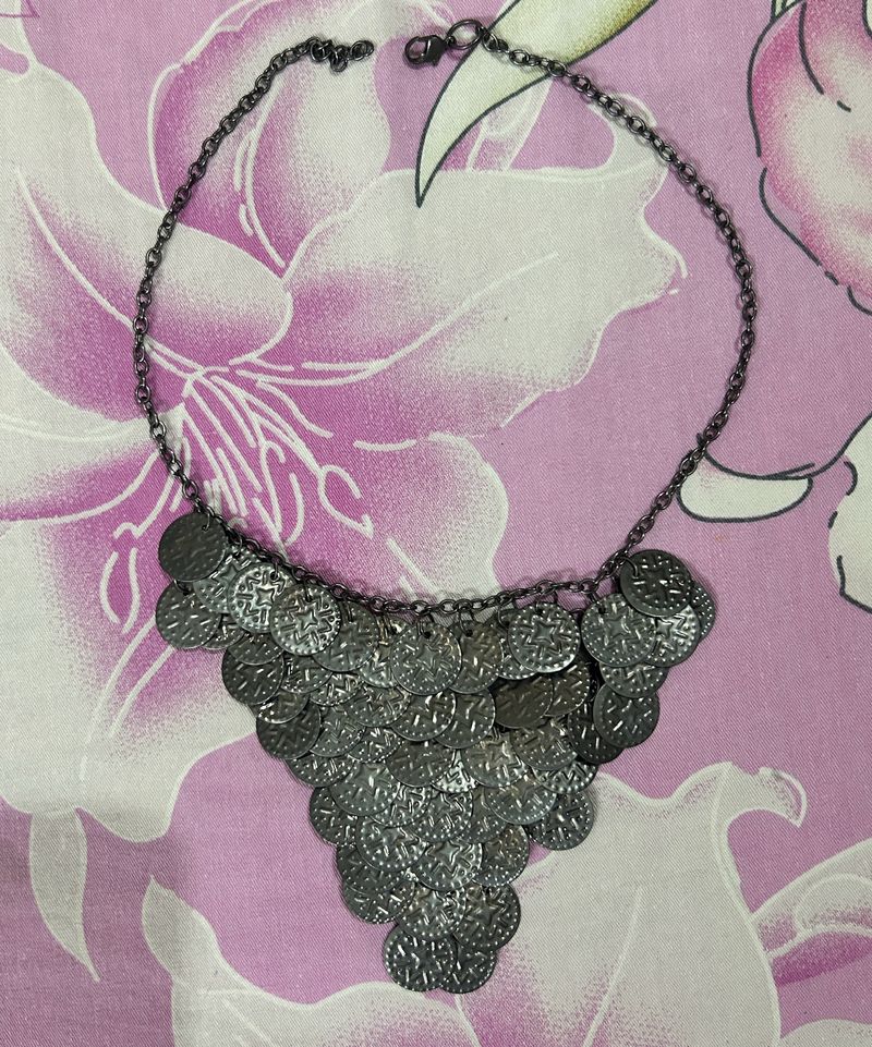 Charcoal Silver Plated Metal Fancy Necklace