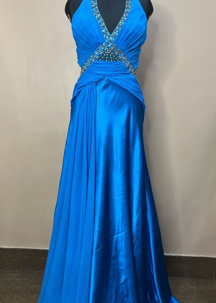 Blue Satin Gown