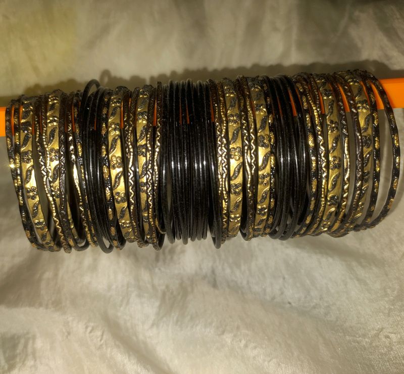 Black And Gold Bangles