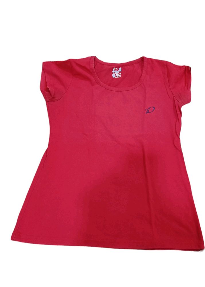 Women Pure Cotton Red Top