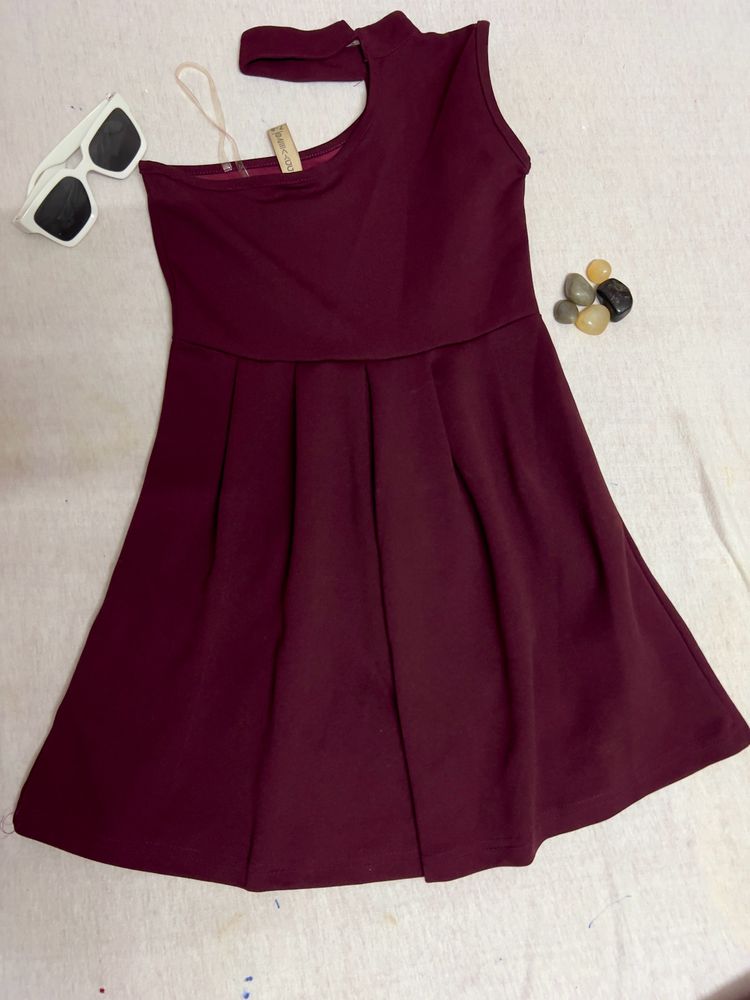 Dark Maroon Western Dress For Kids