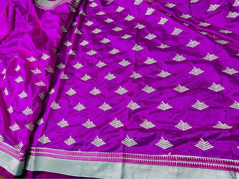 Party Wear Chanderi Silk Saree With Ready Blause