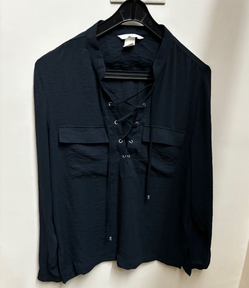 H&M Low Neck Top With Tie Detail